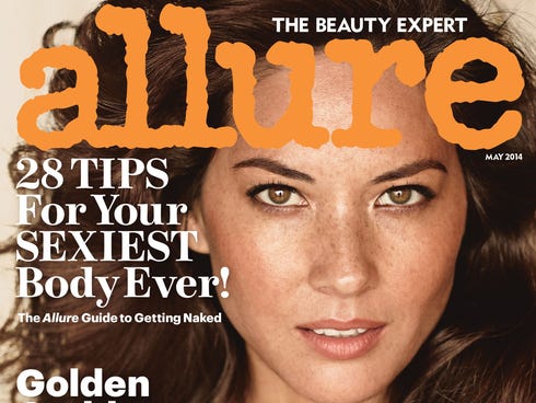 Olivia Munn is the May cover girl for 'Allure' mag's nude issue.