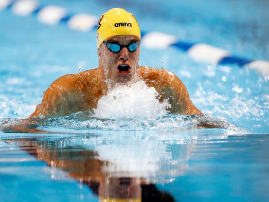 Josh Prenot in the men's 100-meter breaststroke semifinals