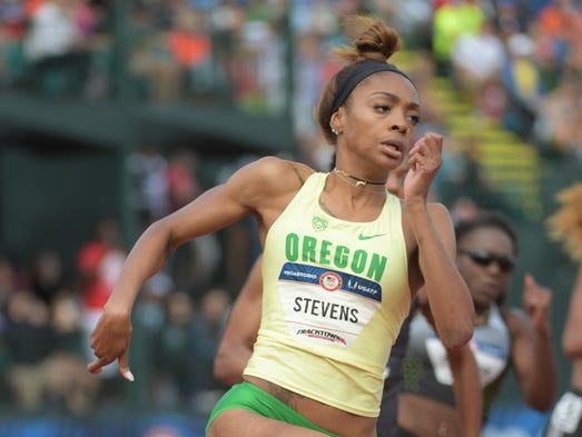 Deajah Stevens of Oregon wins women's 200m semifinal