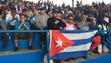 Cuban fans before the Tampa Bay Rays' exhibition game