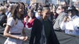 Malia Obama, left, and Sasha Obama arrive for an event