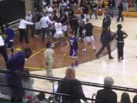 Griffith's Anthony Murphy was going in for a dunk Feb. 8, 2015 when Hammond's Tim Echoles fouled him. Then a brawl erupted.