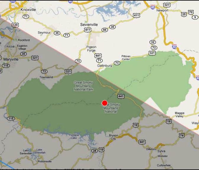 A National Park Service map shows roughly what areas of Great Smoky National Park will be affected by the eclipse on Aug. 21.