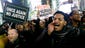 Protestors shout protest in Times Square after it was