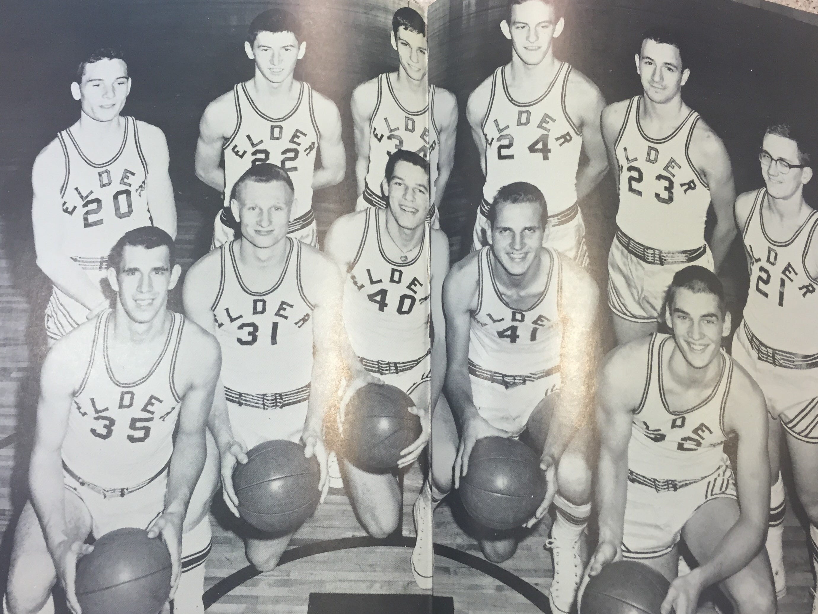 The 1961 Elder basketball team as shown in the yearbook.