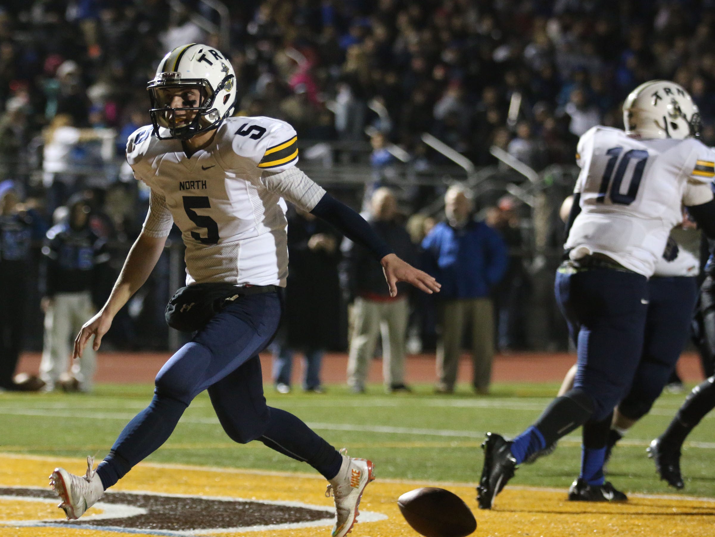Toms River North's Michael Husni scores a touchdown. Toms River North defeats Williamstown for the NJSIAA Group V State Championship title. Glassboro, NJ Saturday, December 5, 2015 @dhoodhood
