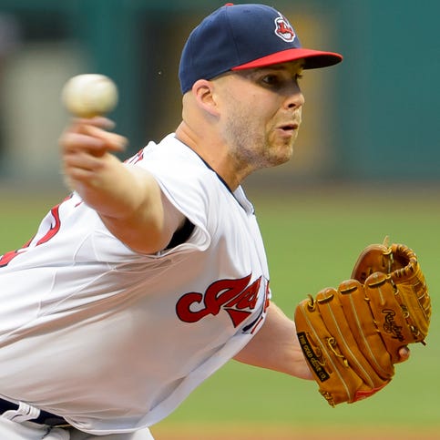 CLEVELAND, OH - JULY 7: Starter Justin Masterson #63 of the Cleveland Indians pitches during the first inning against the New York Yankees at Progressive Field on July 7, 2014 in Cleveland, Ohio.