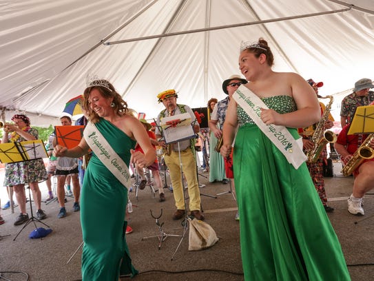 Asparagus Queen 2016 Mary Harris, left, of Hart and