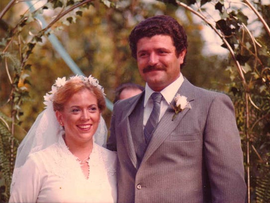Stavros Varvouris and his wife, Tina, on their wedding