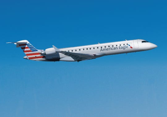 An image of an American Eagle aircraft painted in the new livery ...