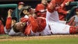 May 14:  Phillies catcher Cameron Rupp holds on to