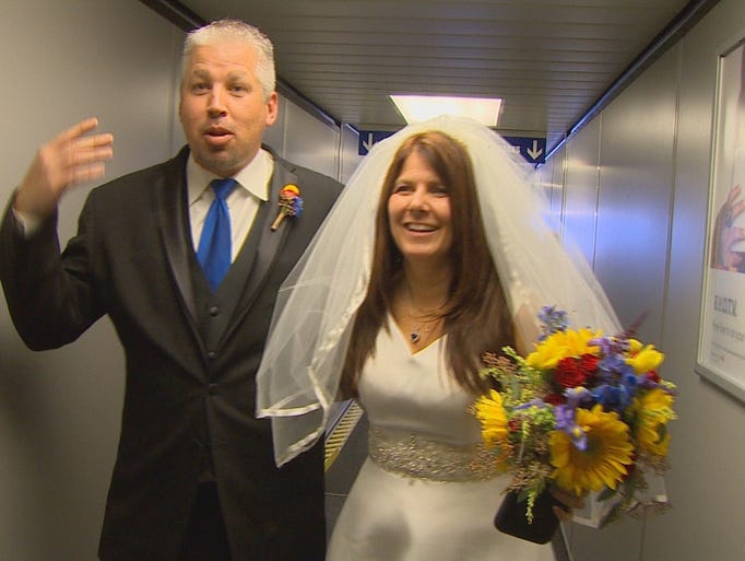 Dottie Coven and Keith Stewart got married on a Southwest
