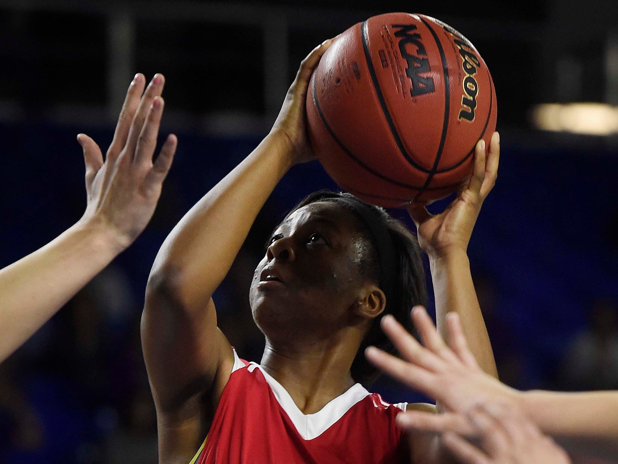East's Kyra Trice (5) drives the lane as East Nashville wins 47-35 in the Division I Class AA Girl's basketball tournament at the Murphy Center on MTSU's campus March 10, 2016 in Murfreesboro, Tenn.