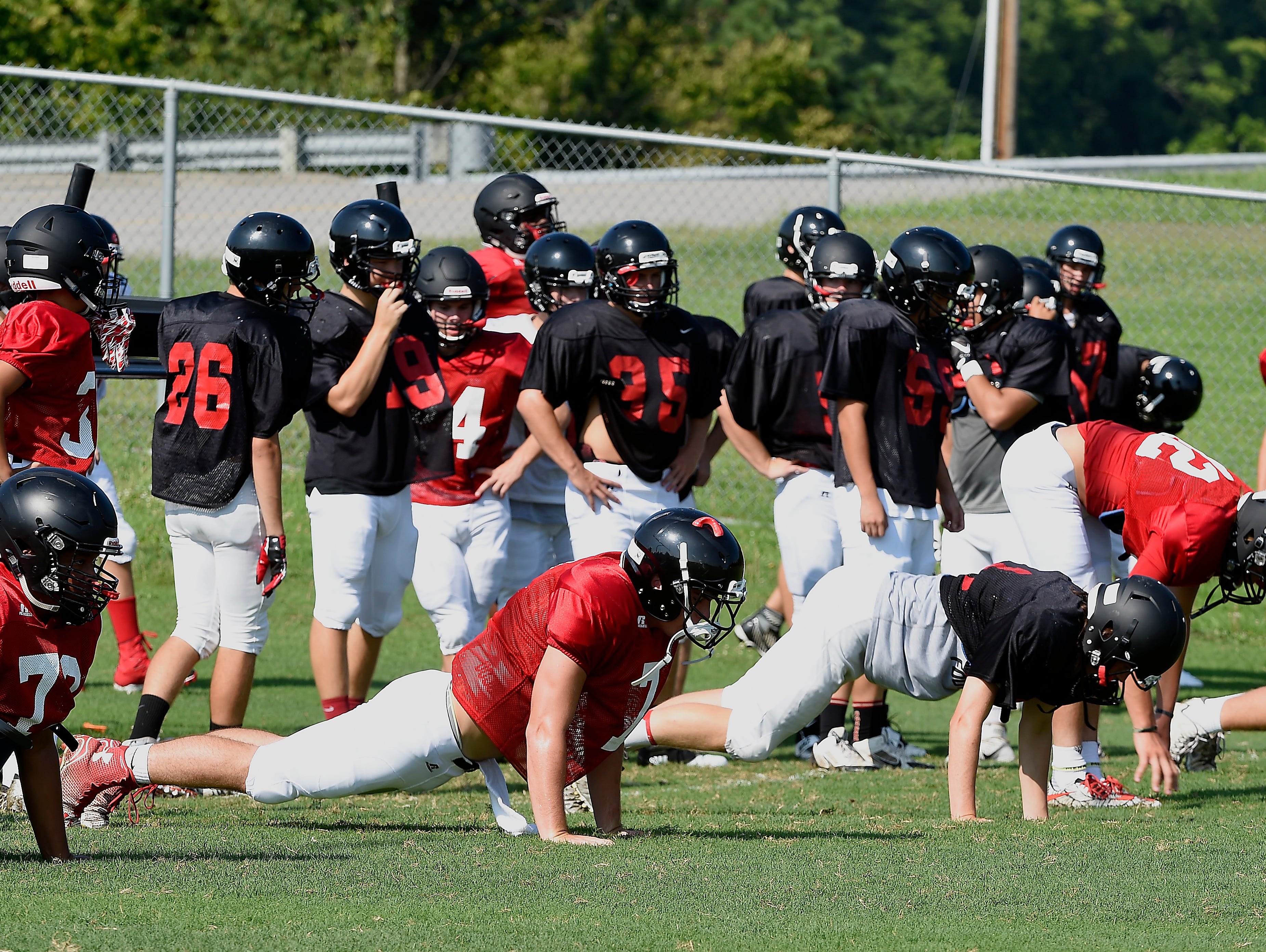 Ravenwood and other high school football teams across the state held their first practices in full pads on Monday.