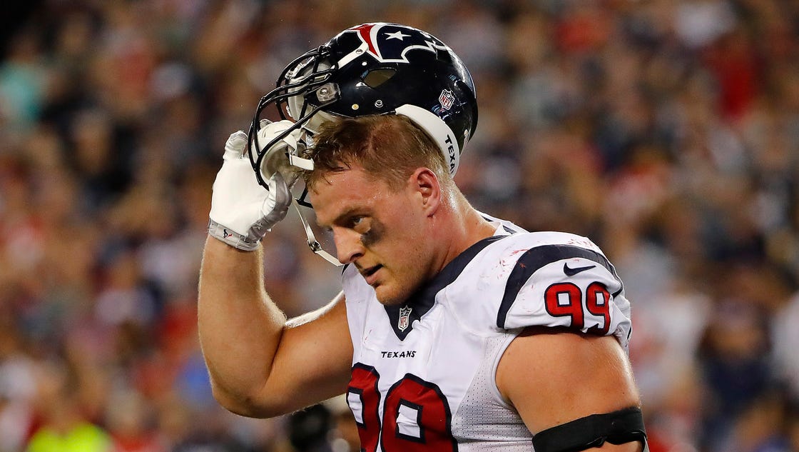 Houston Texans defensive end J.J. Watt re-injures back and placed on injured reserve