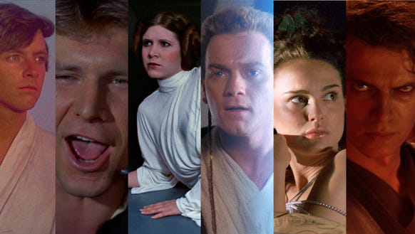 The characters of the six "Star Wars" movies — so far.