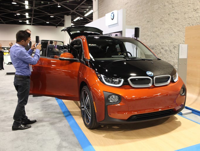 The 2014 BMW i3 on display at the Orange County Auto Show