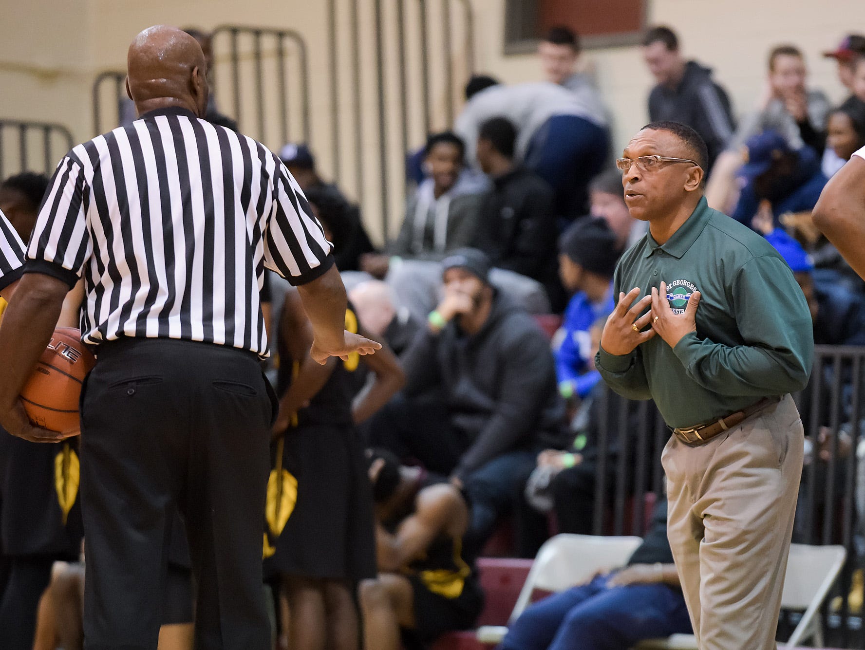 Rod Griffin, St. Georges head coach, has some words with the referees.