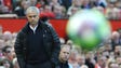 Manchester United manager Jose Mourinho watches the