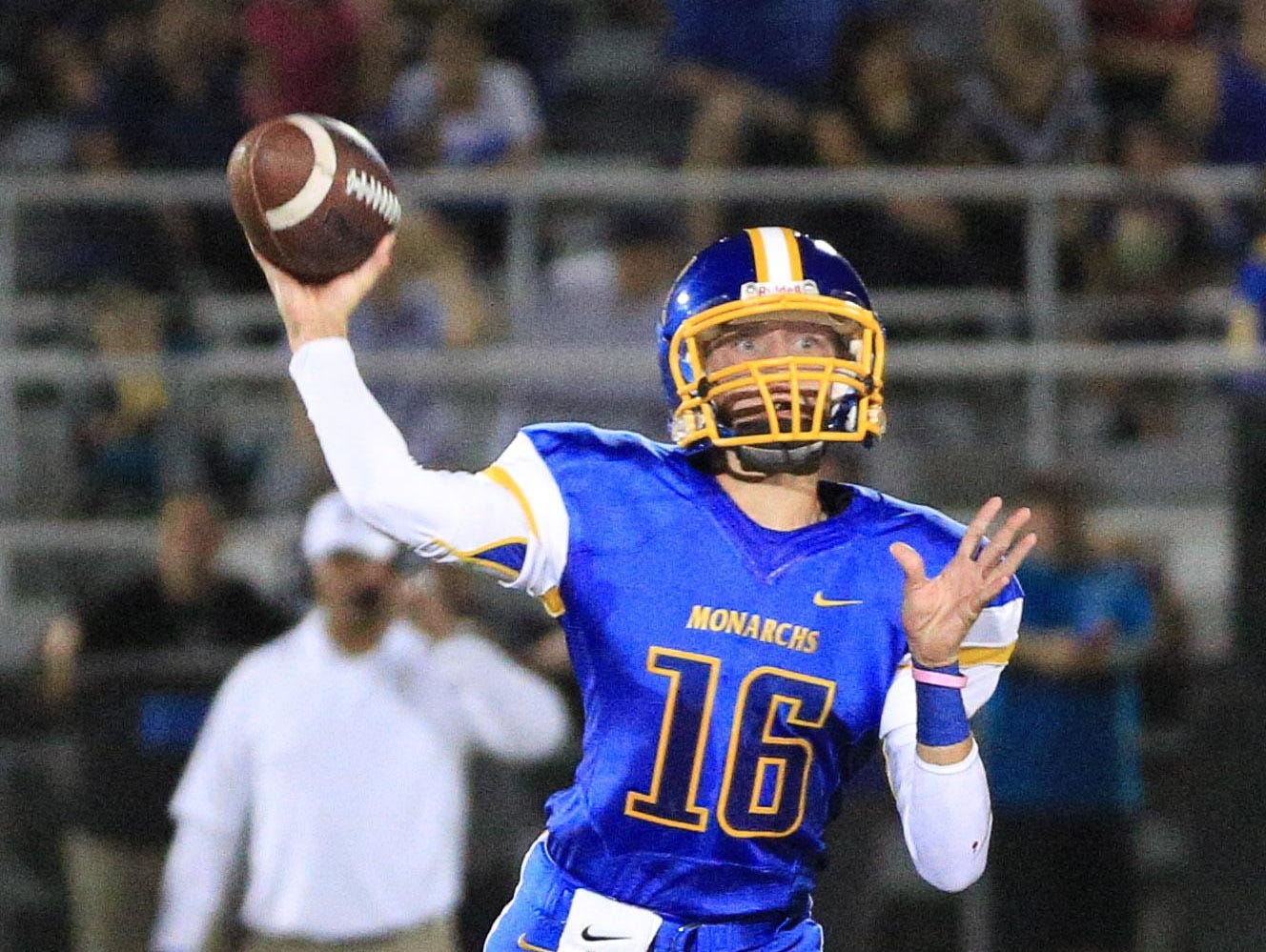 Freshman quarterback Alec Trujillo led Exeter to a 41-24 win over Mission Oak on Friday.