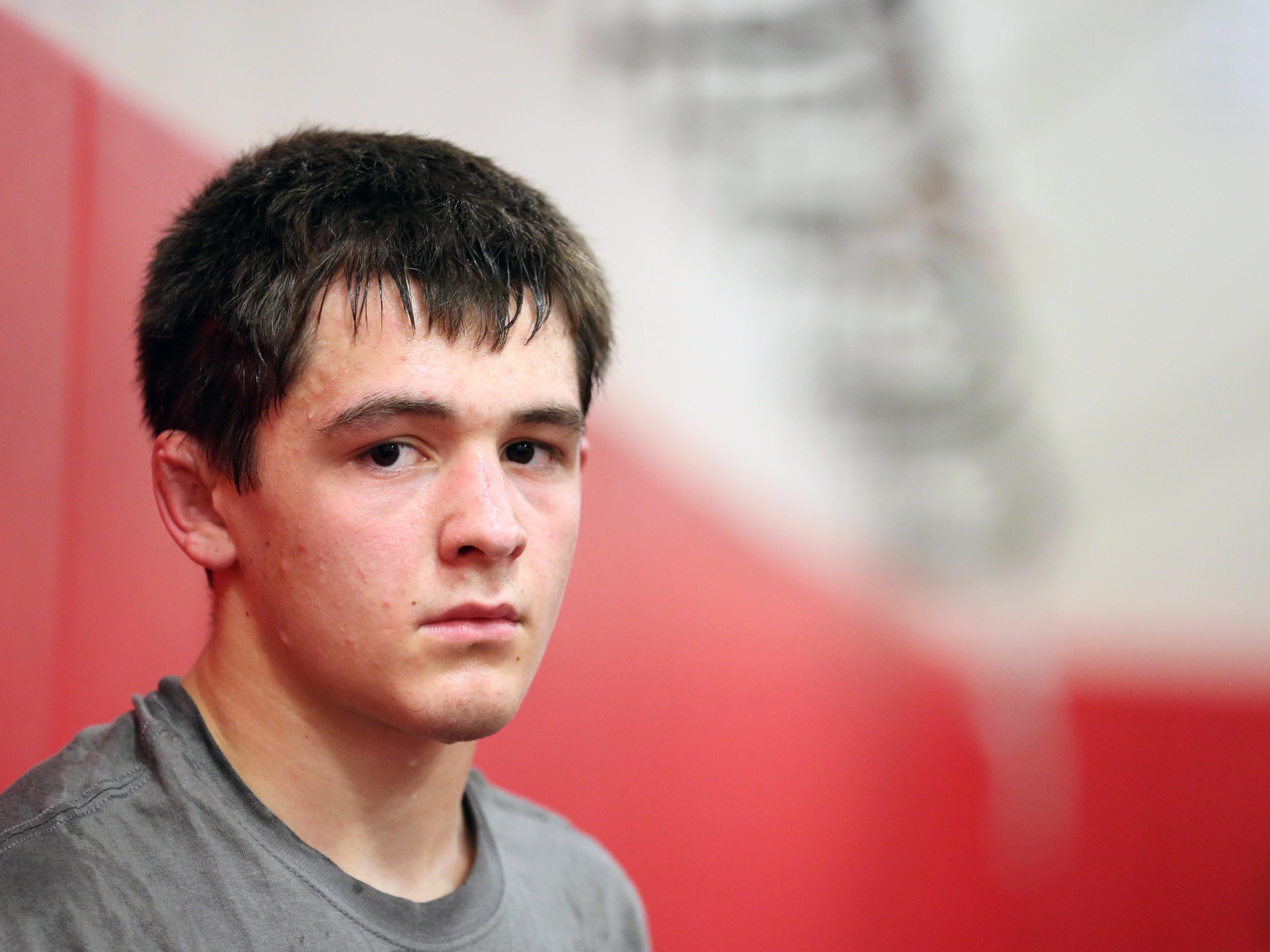 Collin Swinehart, one of the top wrestlers in Class 5A, practices on Friday, Dec. 11, 2015, at Central High School in Independence, Ore.