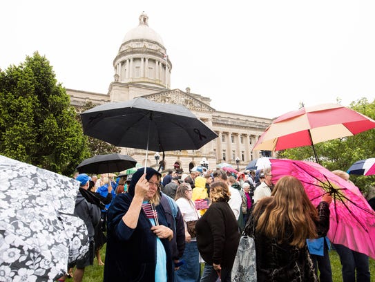 Despite the threat of rain, a large crowd was on hand