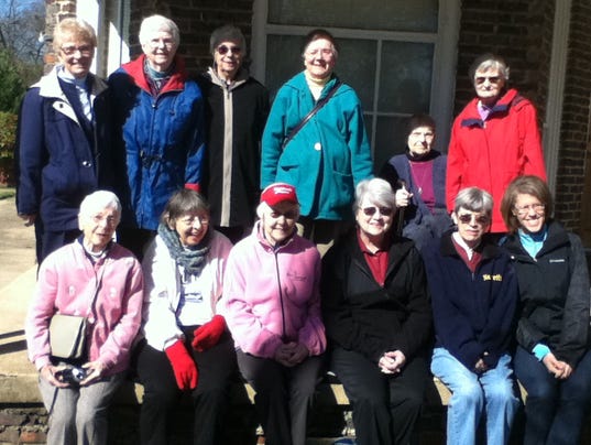 Srs at the front step of old convent in Selma waiting for parade.JPG