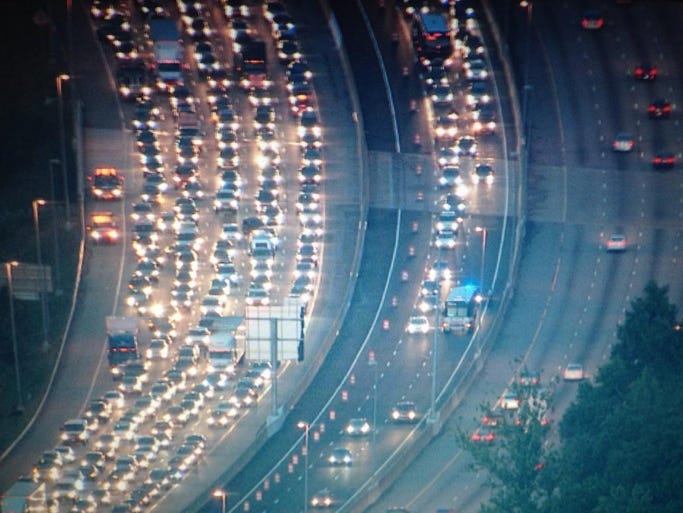 There's a huge traffic delay on Interstate 95 northbound due to an accident near the Fairfax County Parkway (Route 7100).