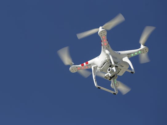 The Hunziker company drone glides in the air Monday,
