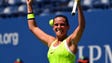 Roberta Vinci of Italy reacts after beating Anna-Lena