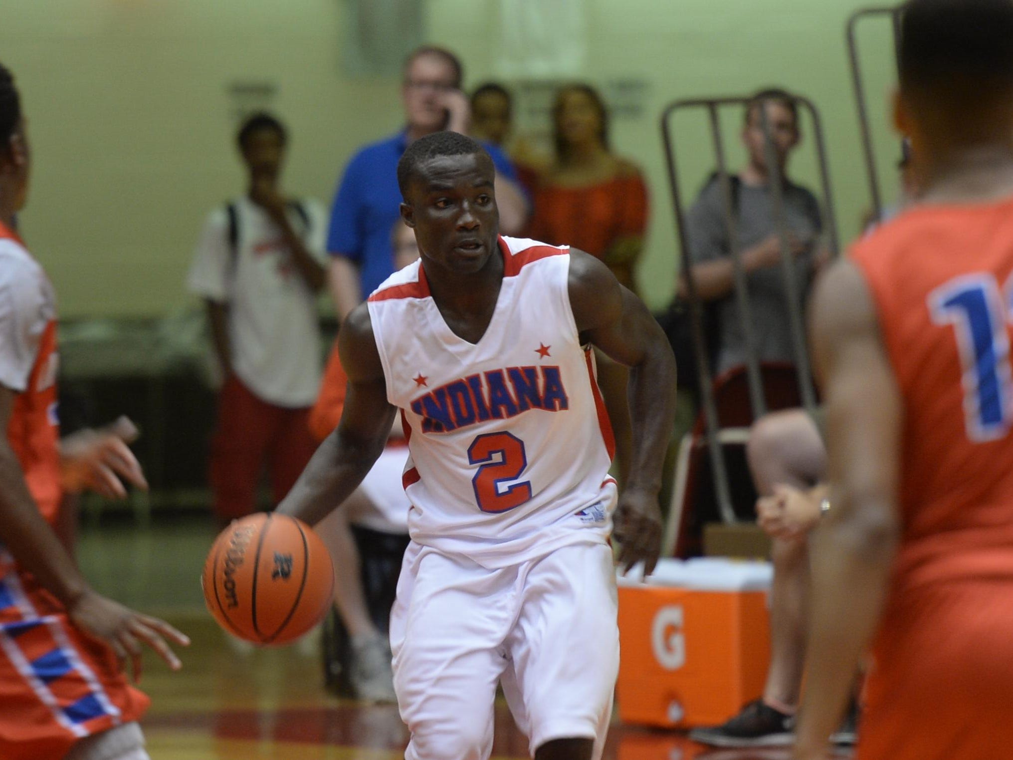 Richmond’s Joel Okafor (2) looks to pass during Monday’s All-Star exhibition game at Tiernan Center.