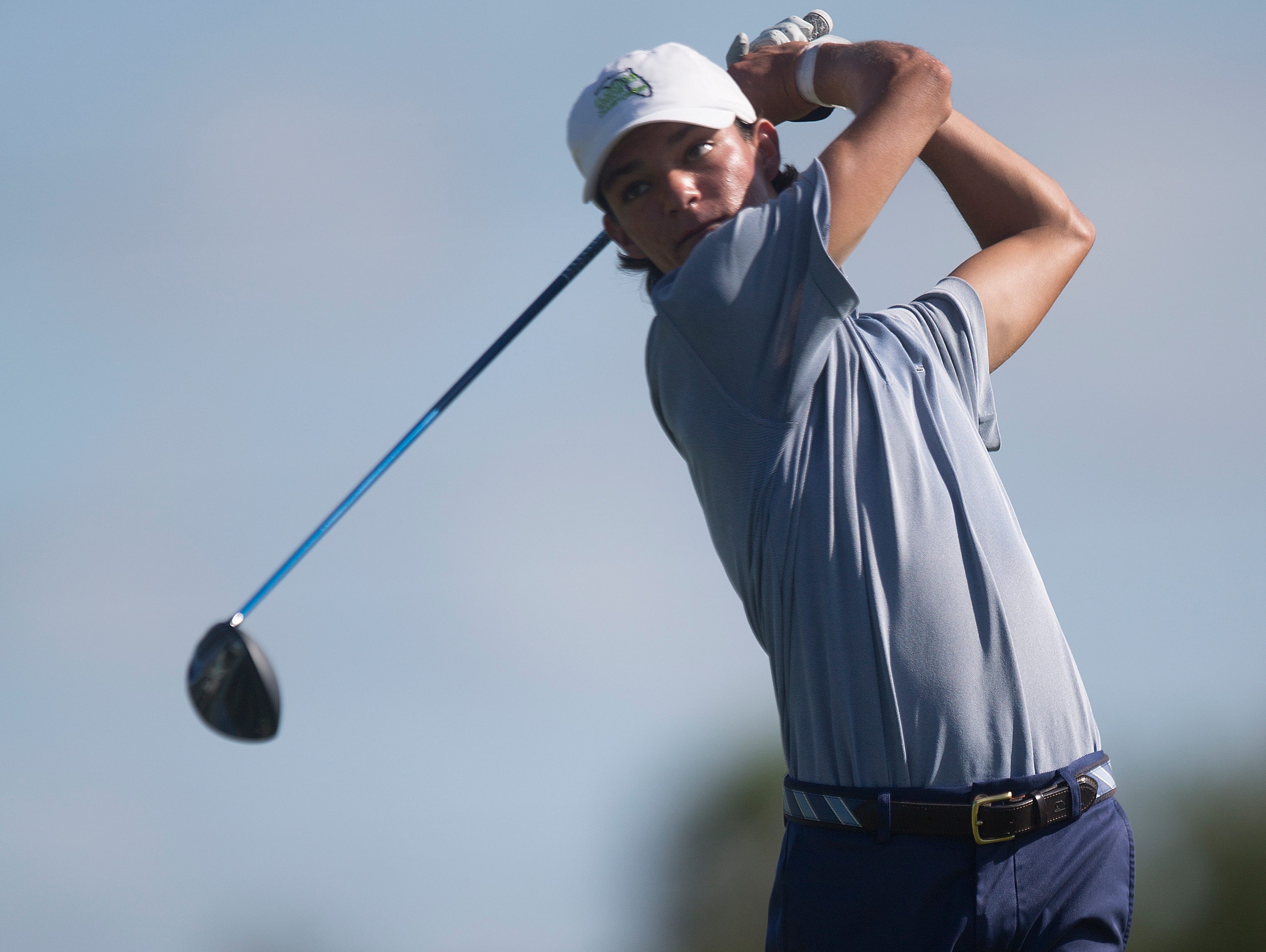 Fort Myers resident, Blake Wheeler tees off during the first round of the Nolan Henke-Patty Berg Junior Masters at River Hall Country Club in Alva on Wednesday.