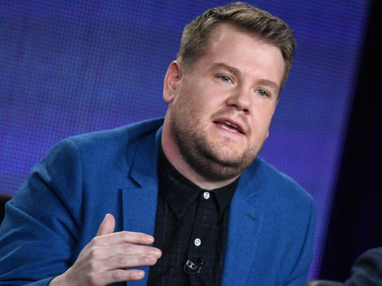 James Corden speaks on stage during â€œThe Late Late Show with James ...