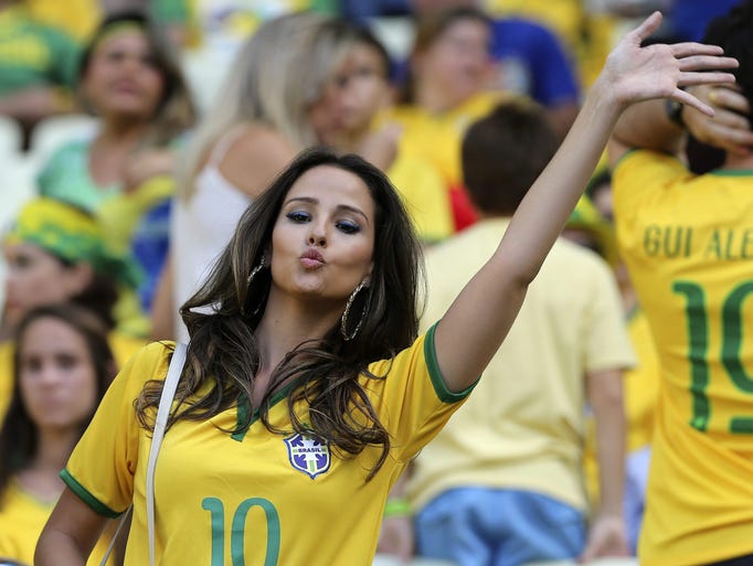 A Brazilian fan before the quarterfinal match against Colombia.