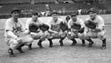 In this Feb. 21, 1947 file photo, players from the