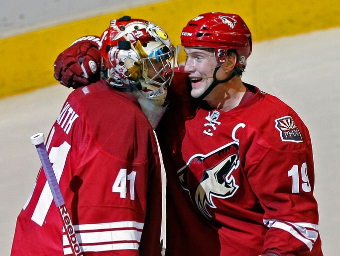 Oct. 19 first star: Mike Smith, Phoenix Coyotes. The netminder scored his first career goal and made 31 saves in his team's 5-2 win over the Detroit Red Wings.