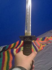 This is the sword Karen Dolley, 43, used on Thursday