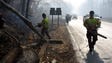 A forestry crew from South Dakota was cleaning up along