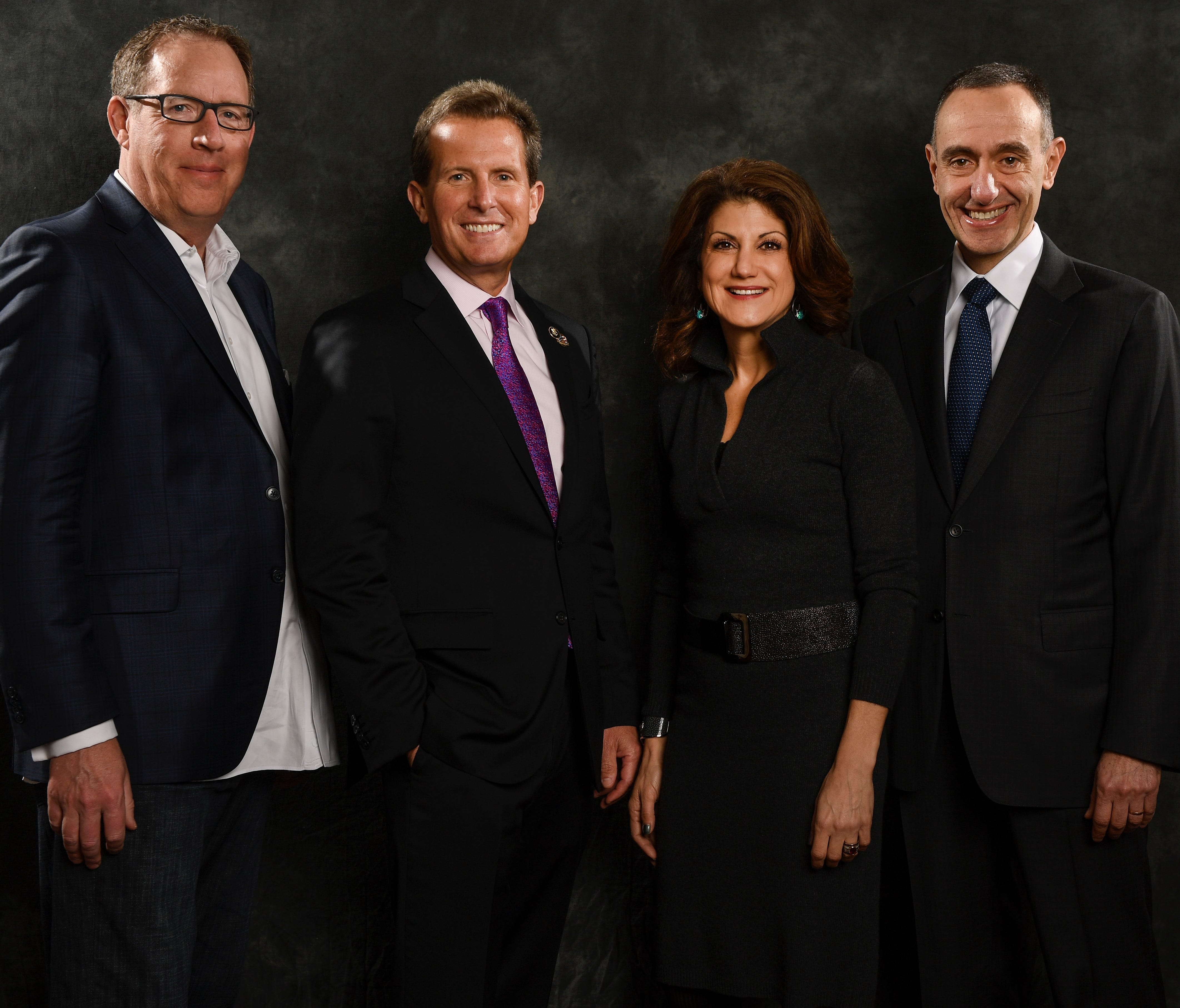 USA TODAY's annual hotel CEO roundtable featured, from left, Greg Mount of Red Lion Hotels,  Geoff Ballotti of Wyndham Hotel Group, Niki Leondakis at Two Roads Hospitality and Elie Maalouf at InterContinental Hotels Group.