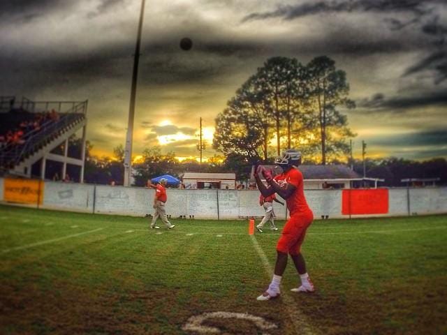 Wakulla receiver Keith Gavin fields a punt in pre-game warmups during a game last season. The War Eagles start their season Saturday on ESPN against Spartanburg (S.C.).
