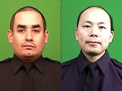 Rafael Ramos, left, and Wenjian Liu, right, were killed