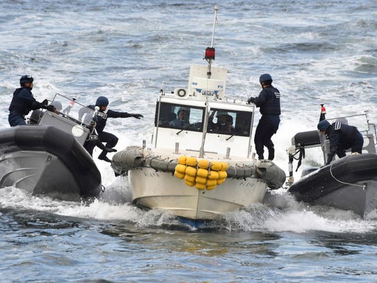 Japan's coast guard conducts drills near Tokyo on Oct.