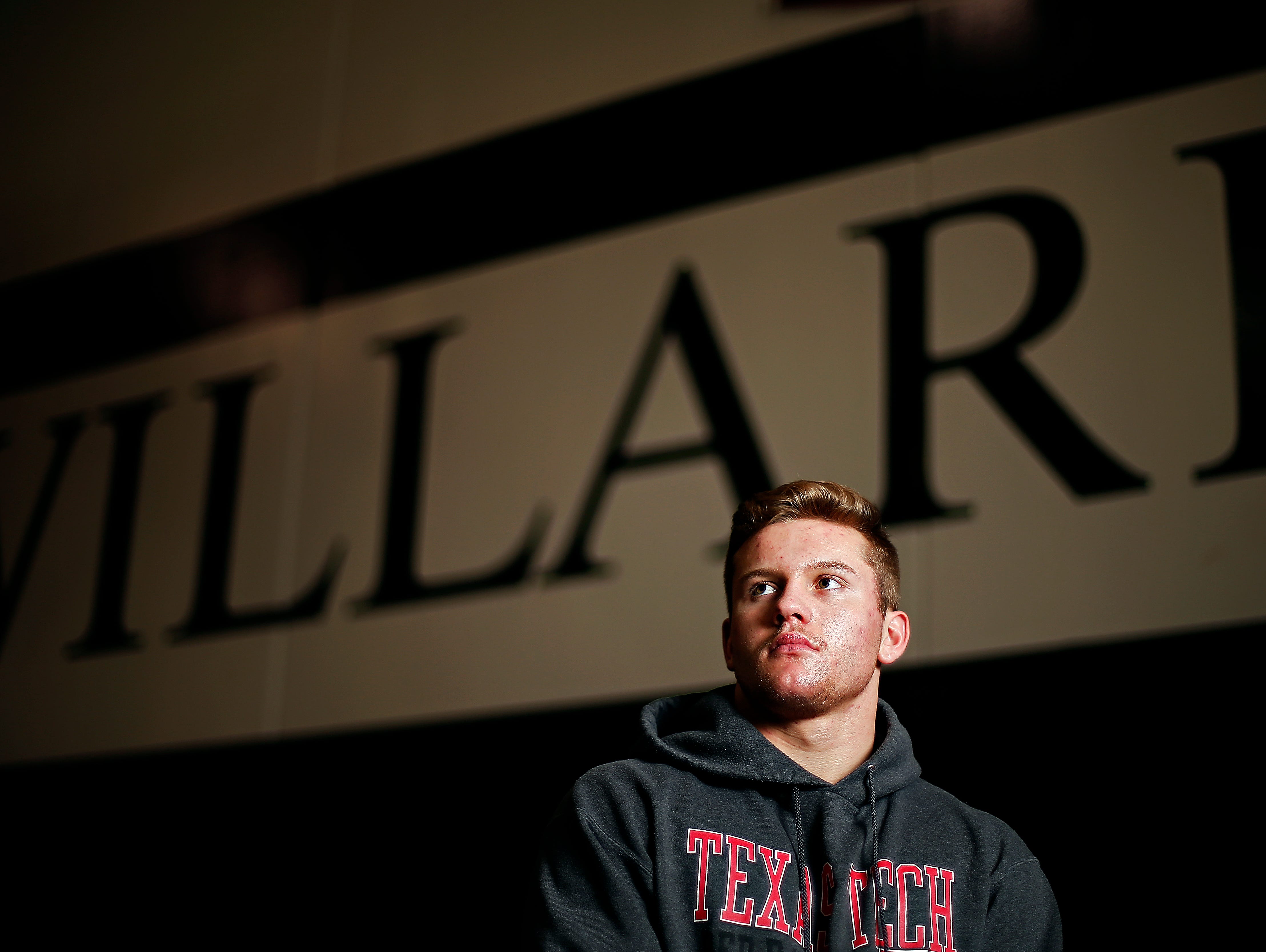 Hunter Yeargan has not lost a match during his senior year wrestling for Willard High School, and has only lost 10 matches in his four year career for the Tigers. He posed for a portrait at the school in Willard, Mo. on Feb. 16, 2016 as he trains for his upcoming trip to the state tournament.