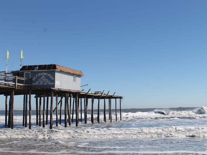 Damage to the OC Fishing Pier is shown on Sunday, Jan.