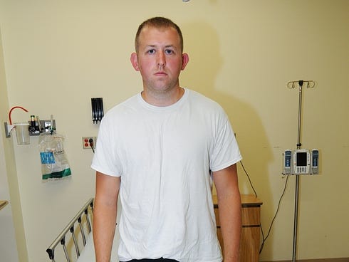 Ferguson police officer Darren Wilson during his medical examination.