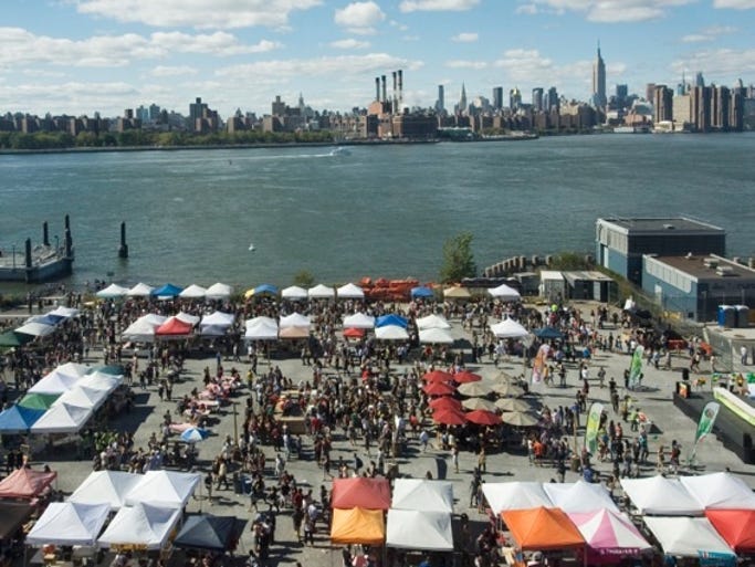Brooklyn's weekend food market, Smorgasburg, brings 100 vendors together every Saturday and Sunday.