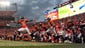 Members of the Denver Broncos enter the field before the start of the game against the Baltimore Ravens at Sports Authority Field at Mile High.
