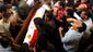 Supporters of ousted Egyptian president Mohammed Morsi carry a casket of a victim who was killed during clashes with security forces during a funeral at the Amr Ibn Al-As Mosque.