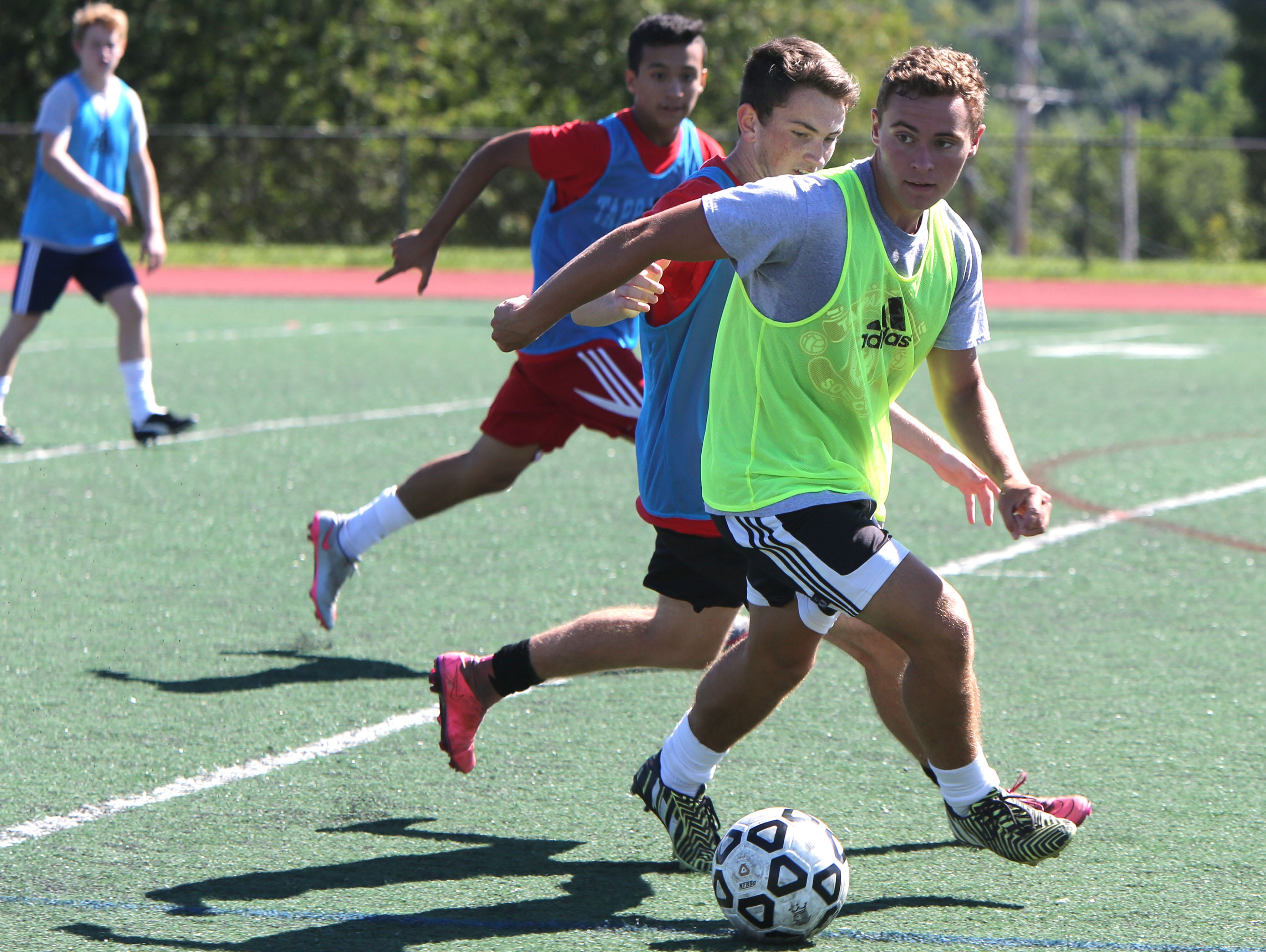 Tappan Zee junior Joe Stahl during the first day of soccer practice at Tappan Zee High School Aug. 22, 2016.