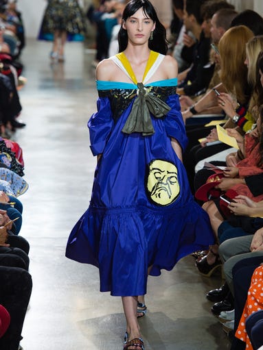 The blue stands out on this frock at the Peter Pilotto